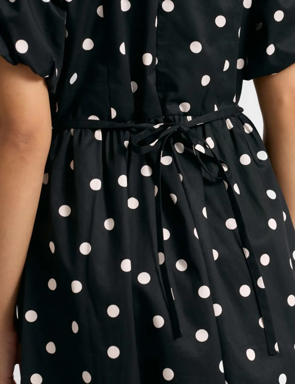 Pure Cotton Spot Print Midi Waisted Dress