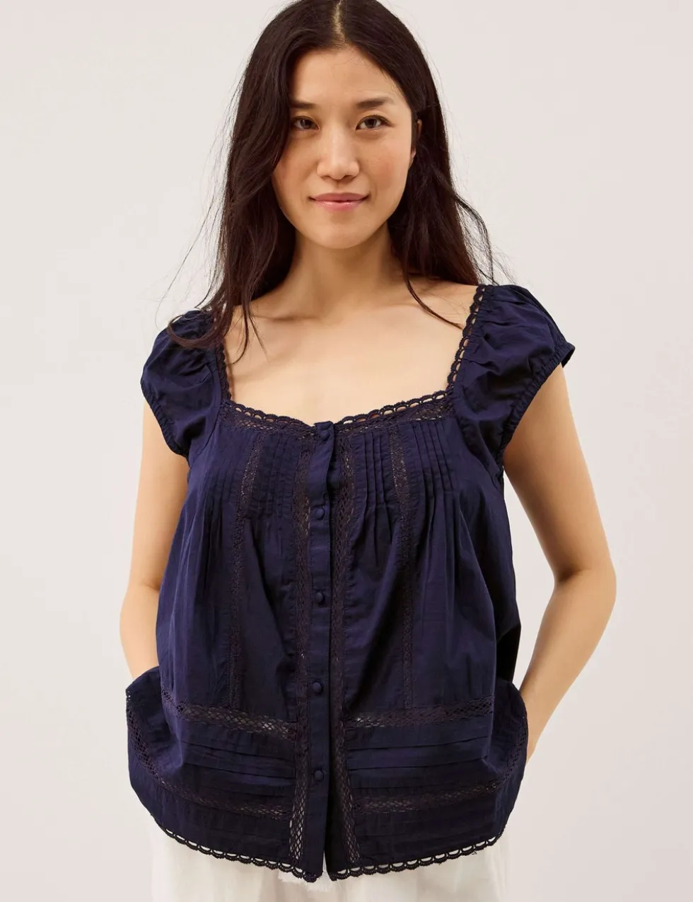 Pure Cotton Square Neck Blouse