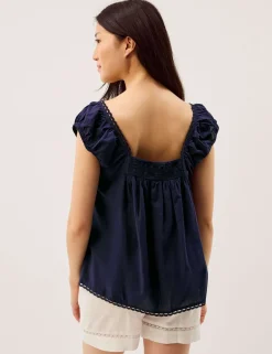 Pure Cotton Square Neck Blouse