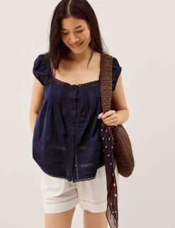 Pure Cotton Square Neck Blouse