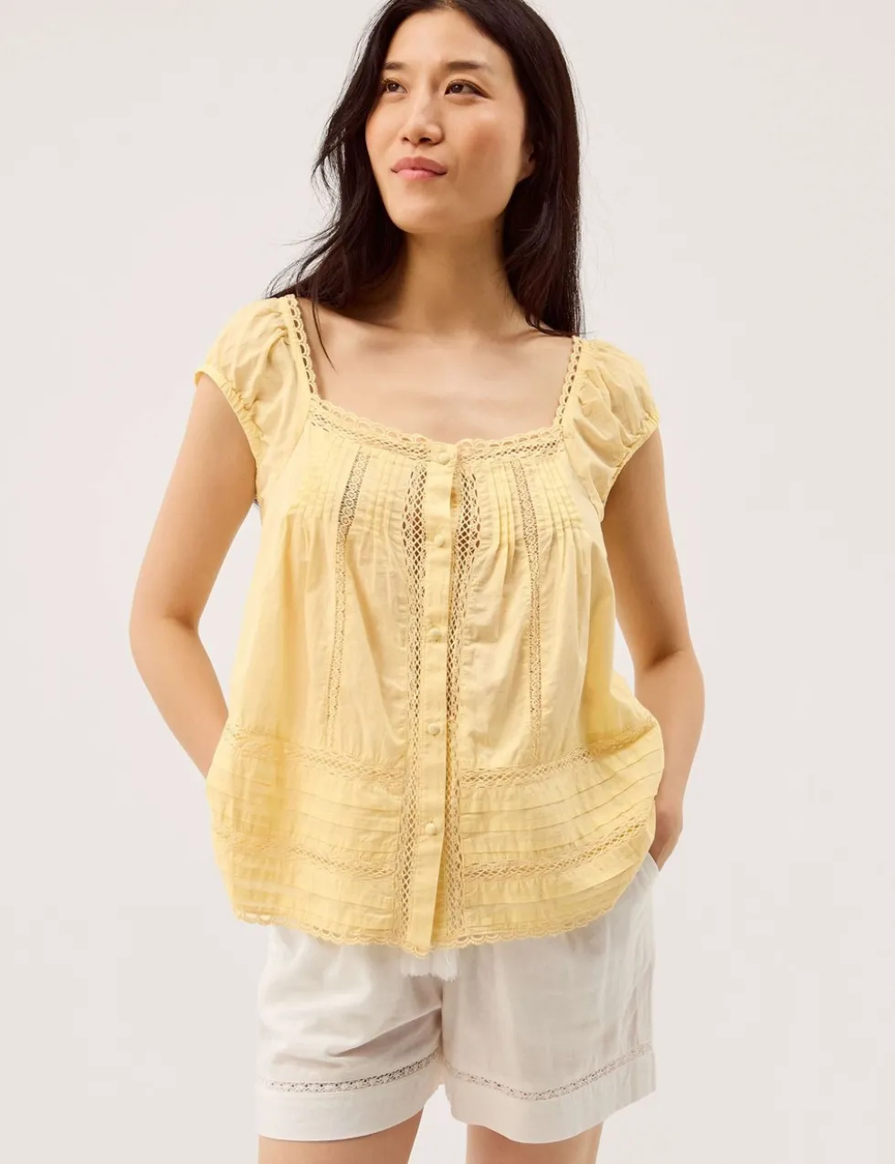 Pure Cotton Square Neck Blouse