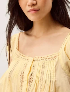 Pure Cotton Square Neck Blouse