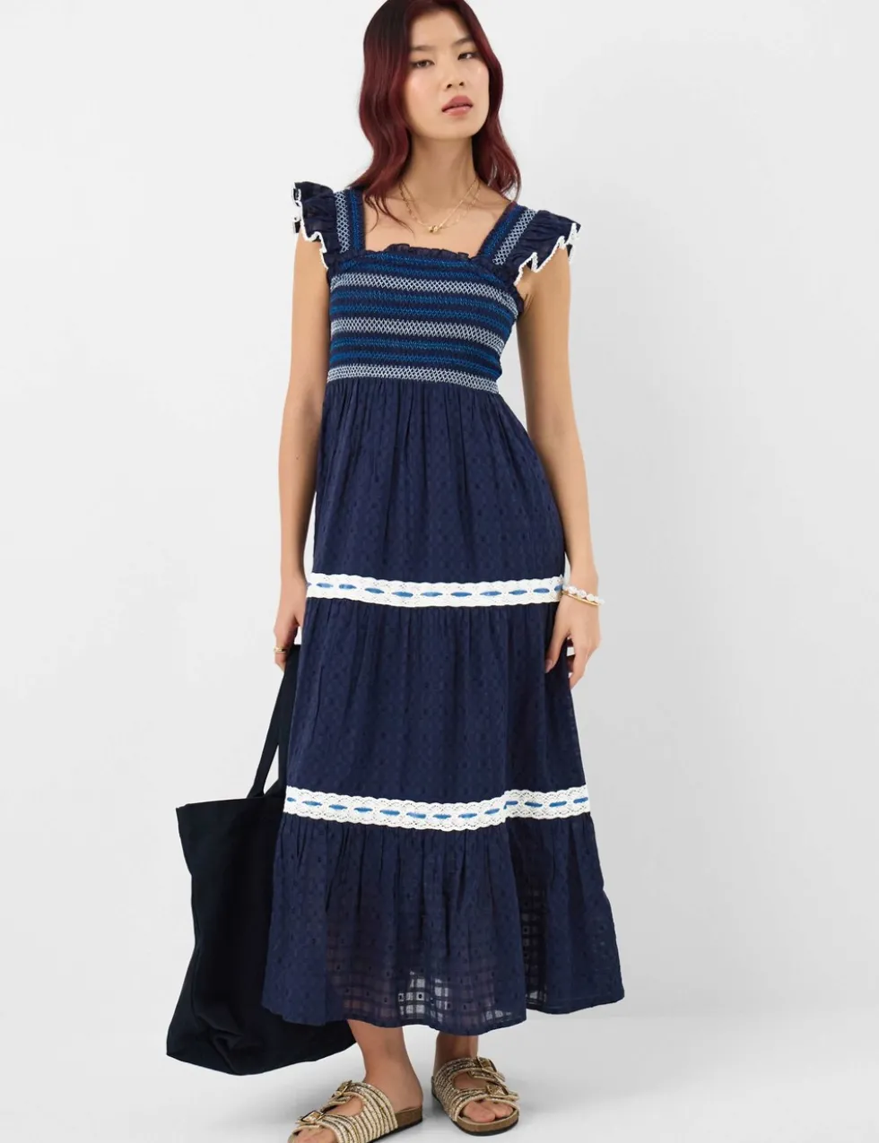 Pure Cotton Square Neck Maxi Beach Dress