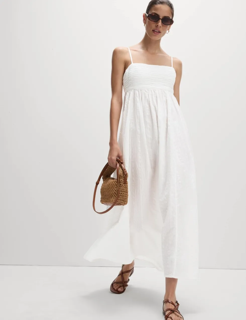 Pure Cotton Square Neck Maxi Beach Dress