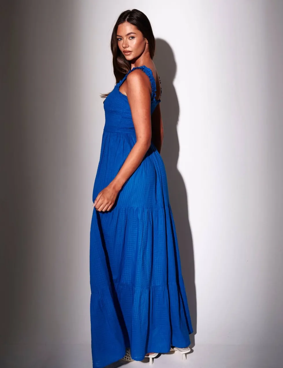 Pure Cotton Square Neck Tiered Maxi Dress