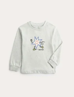 Pure Cotton Star Graphic Long Sleeve Top (2-8 Yrs)