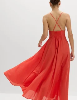 Pure Cotton Strappy V-Neck Maxi Beach Dress