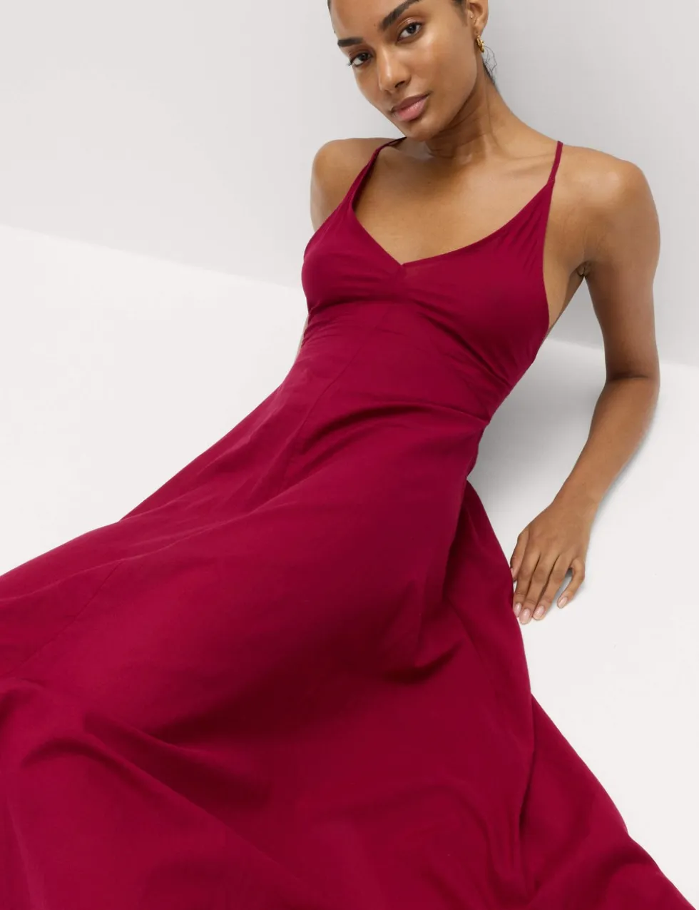 Pure Cotton Strappy V-Neck Maxi Beach Dress