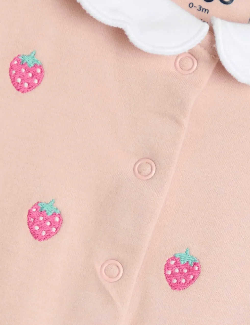 Pure Cotton Strawberry Collared Sleepsuit (0-12 Mths)