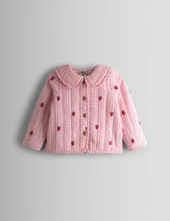 Pure Cotton Strawberry Gingham Quilted Jacket