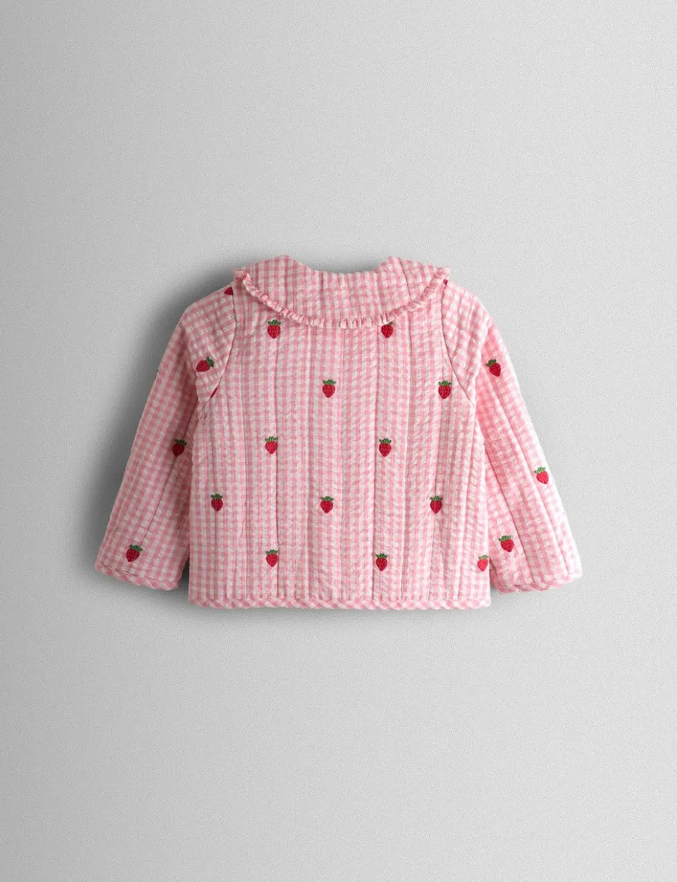 Pure Cotton Strawberry Gingham Quilted Jacket