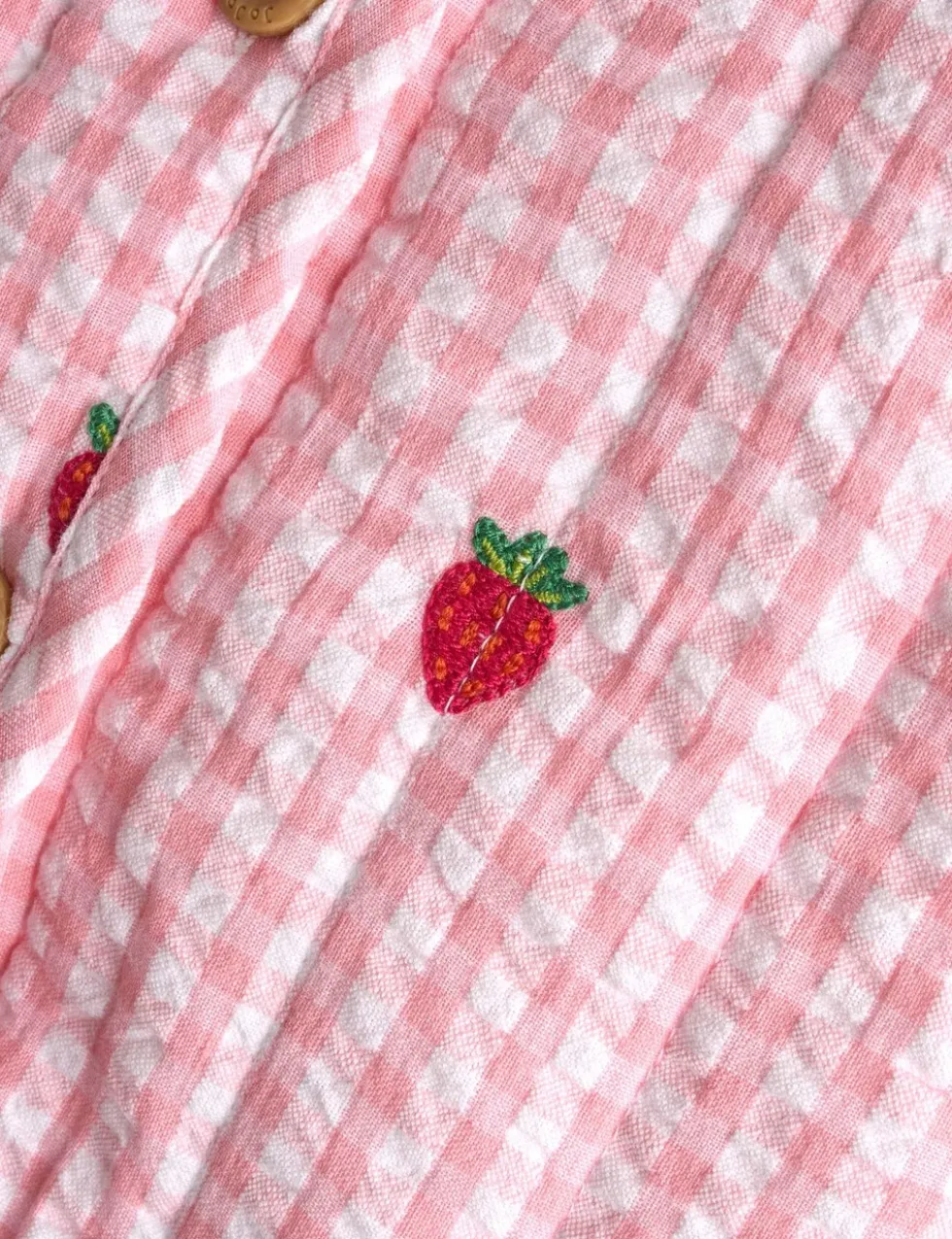 Pure Cotton Strawberry Gingham Quilted Jacket