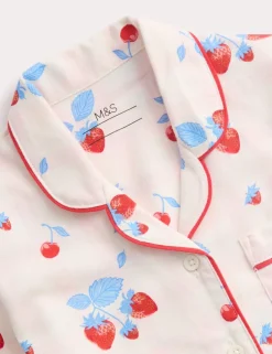 Pure Cotton Strawberry Print Pyjamas (0-16 Yrs)