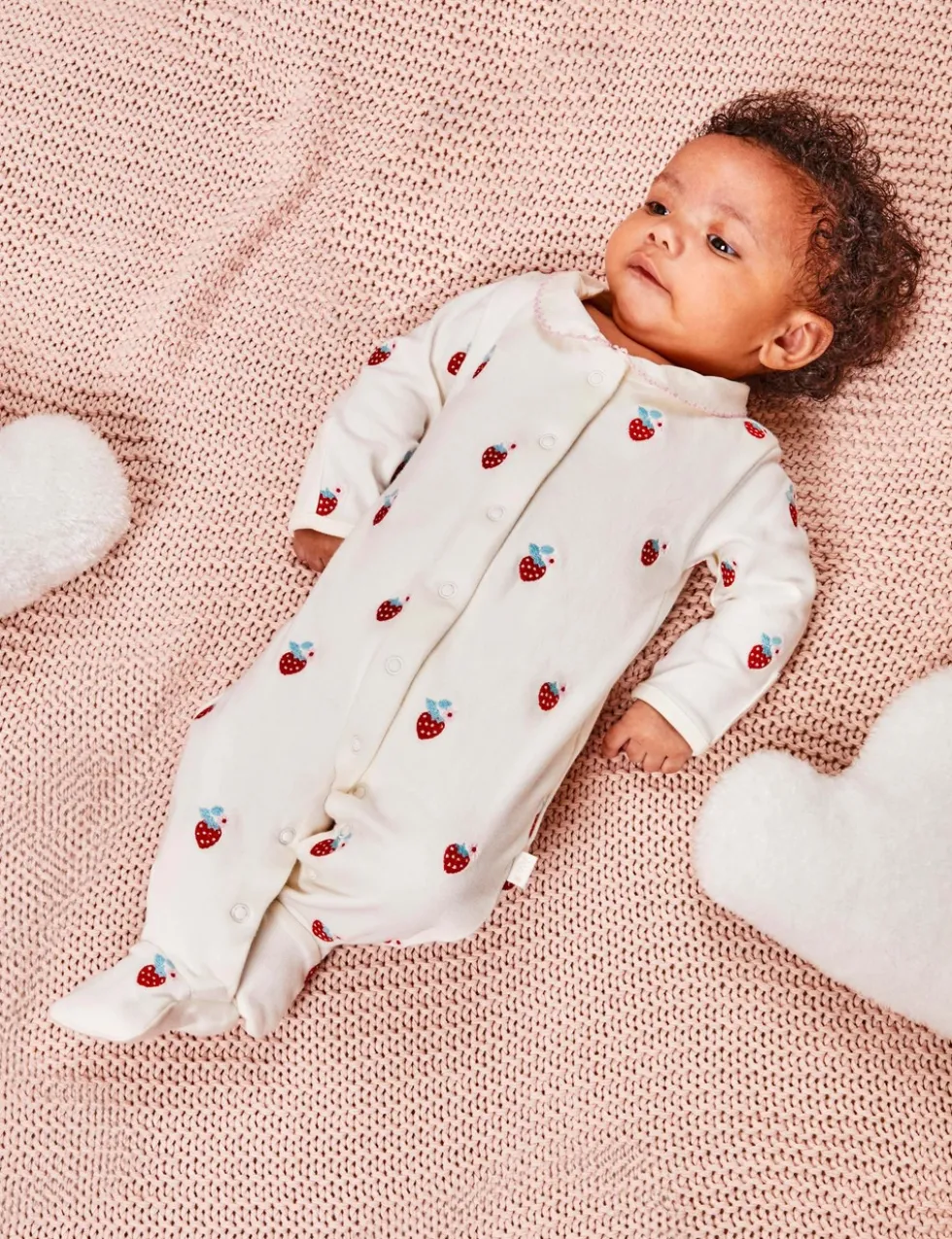 Pure Cotton Strawberry Sleepsuit (7lbs-1 Yrs)
