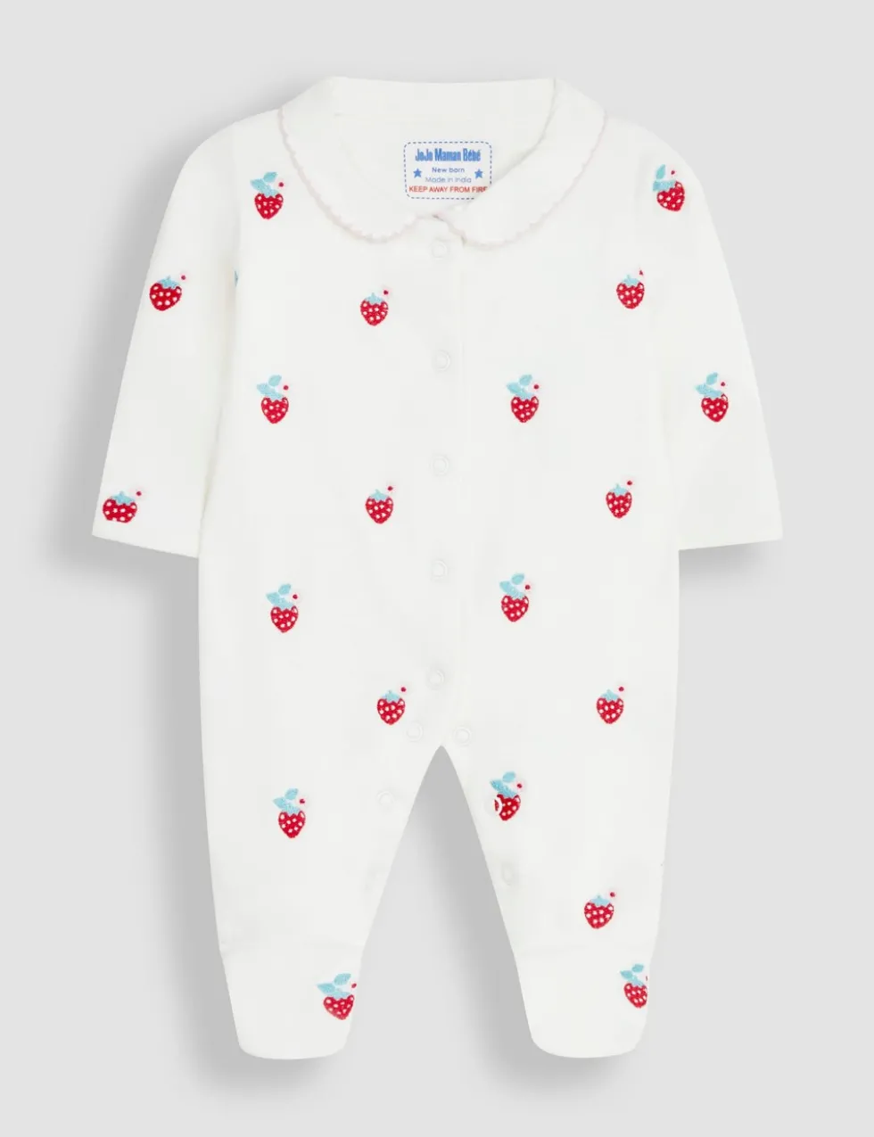 Pure Cotton Strawberry Sleepsuit (7lbs-1 Yrs)