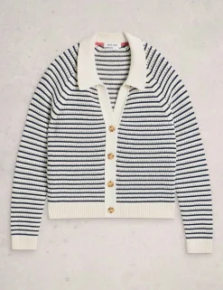 Pure Cotton Stripe Collared Cardigan