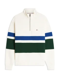 Pure Cotton Stripe Half Zip Sweatshirt