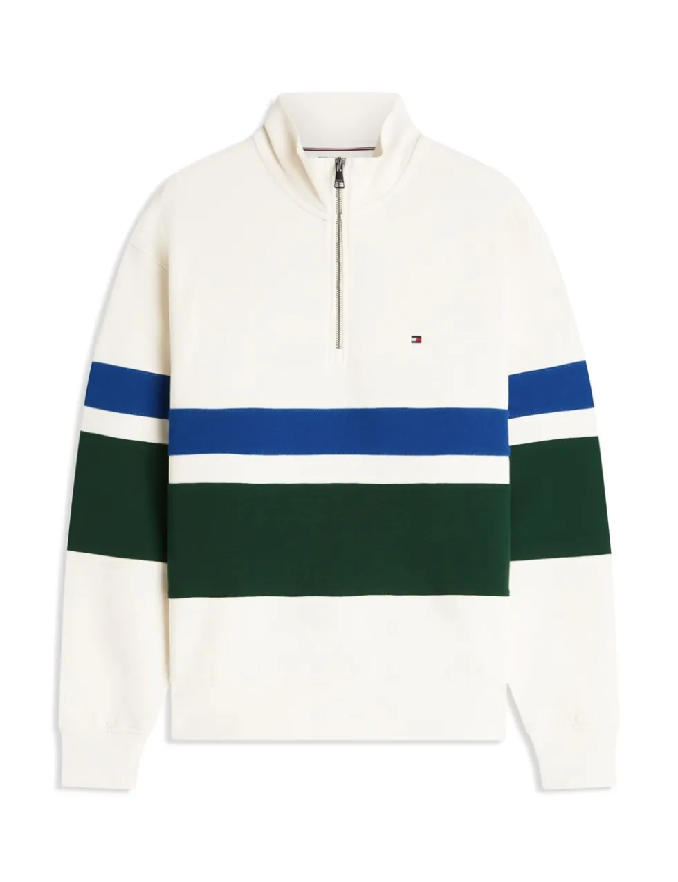 Pure Cotton Stripe Half Zip Sweatshirt