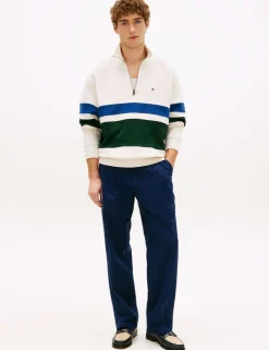 Pure Cotton Stripe Half Zip Sweatshirt