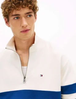 Pure Cotton Stripe Half Zip Sweatshirt