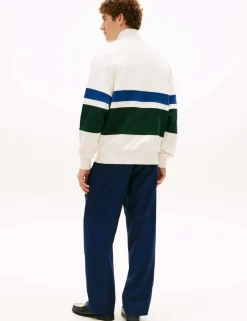 Pure Cotton Stripe Half Zip Sweatshirt