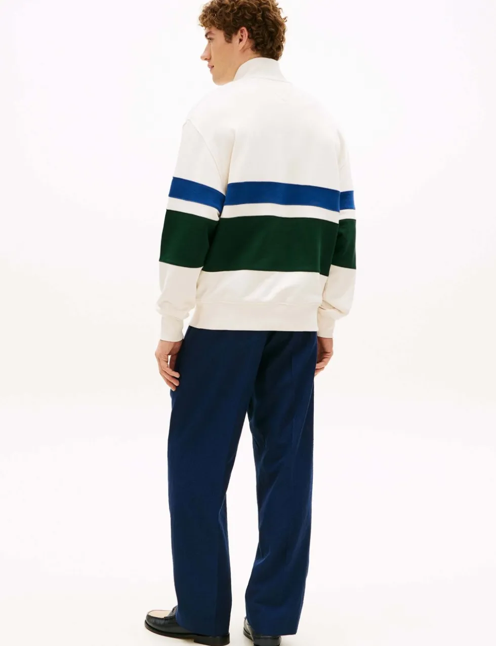 Pure Cotton Stripe Half Zip Sweatshirt