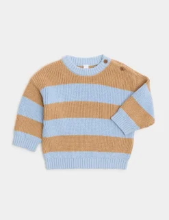 Pure Cotton Stripe Knitted Jumper (0-3 Yrs)