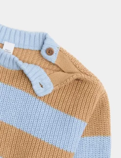 Pure Cotton Stripe Knitted Jumper (0-3 Yrs)