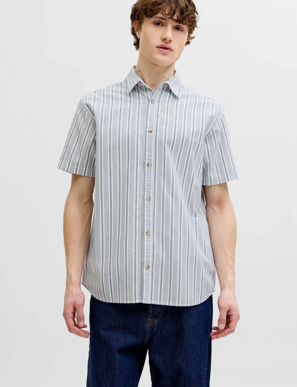 Pure Cotton Stripe Short Sleeve Shirt