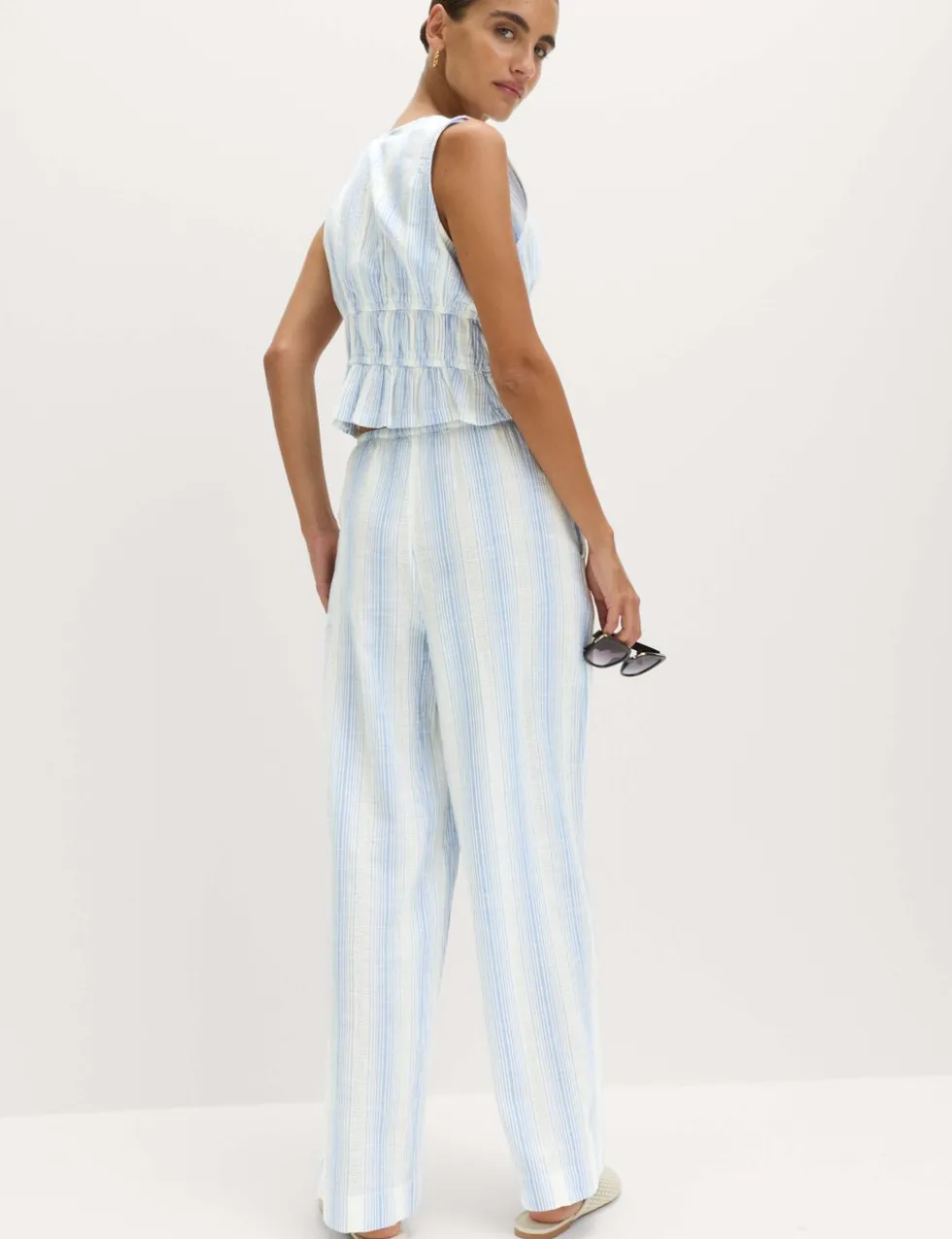 Pure Cotton Striped Beach Trousers