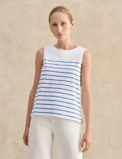 Pure Cotton Striped Button Detail Top