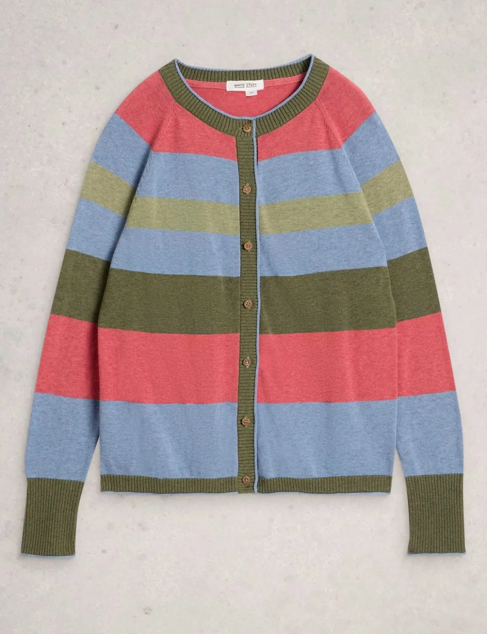 Pure Cotton Striped Button Through Cardigan
