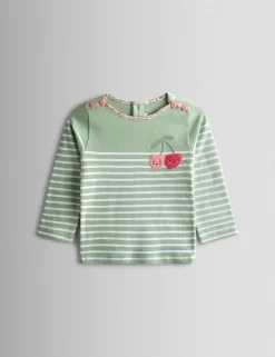 Pure Cotton Striped Cherry Top (6 Mths-7 Yrs)