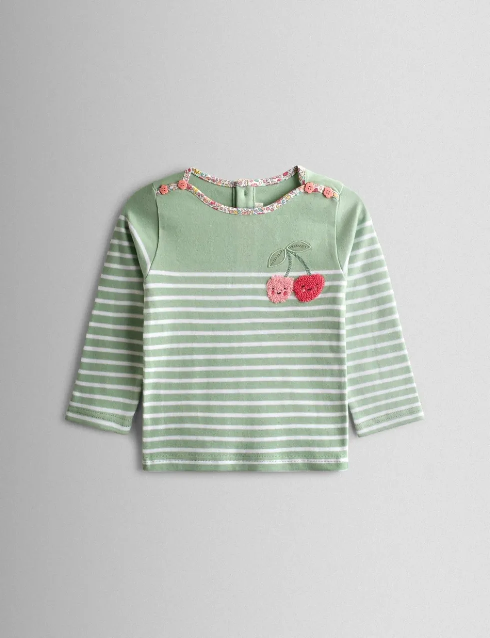 Pure Cotton Striped Cherry Top (6 Mths-7 Yrs)