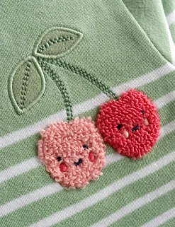 Pure Cotton Striped Cherry Top (6 Mths-7 Yrs)