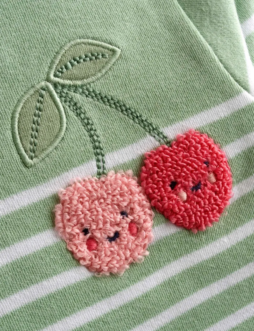Pure Cotton Striped Cherry Top (6 Mths-7 Yrs)