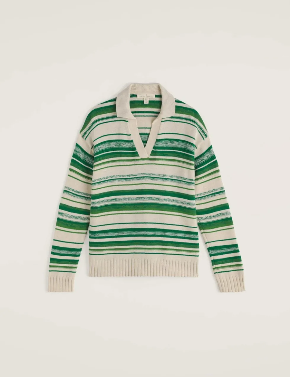 Pure Cotton Striped Collared Relaxed Jumper
