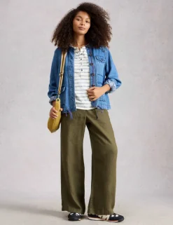 Pure Cotton Striped Collarless Shirt