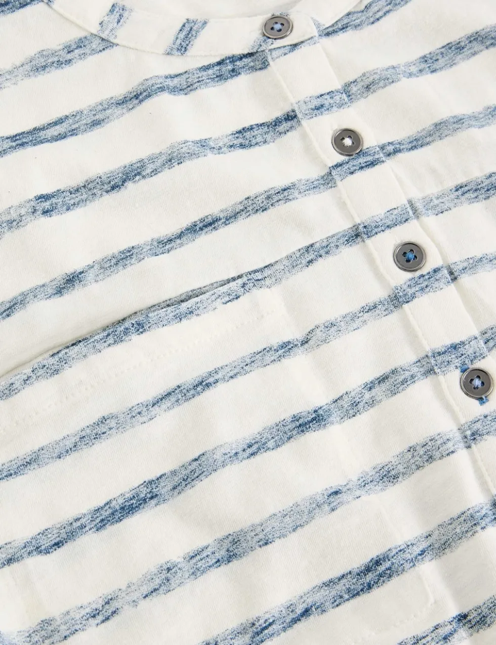 Pure Cotton Striped Collarless Shirt
