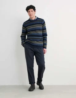Pure Cotton Striped Crew Neck Jumpers