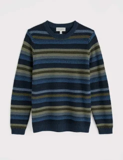 Pure Cotton Striped Crew Neck Jumpers