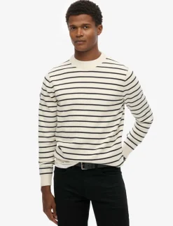 Pure Cotton Striped Crew Neck Jumper