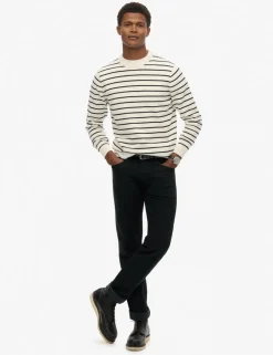 Pure Cotton Striped Crew Neck Jumper