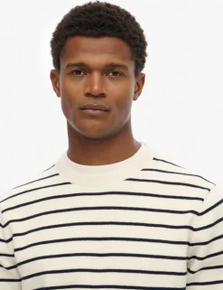 Pure Cotton Striped Crew Neck Jumper