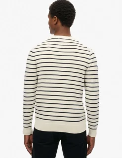 Pure Cotton Striped Crew Neck Jumper