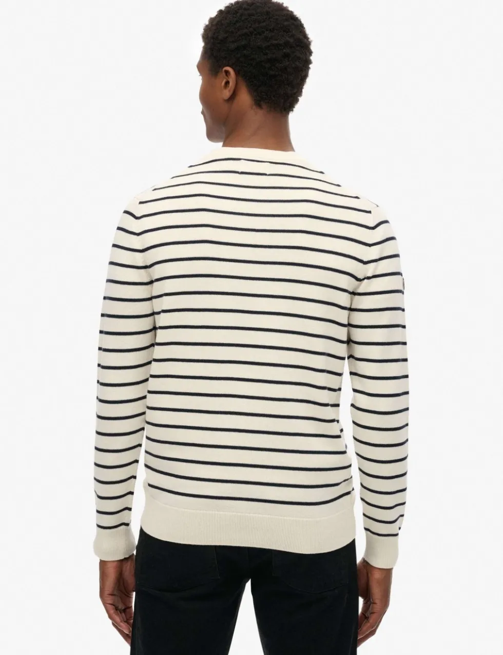 Pure Cotton Striped Crew Neck Jumper