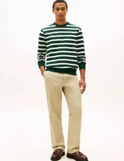Pure Cotton Striped Crew Neck Sweatshirt