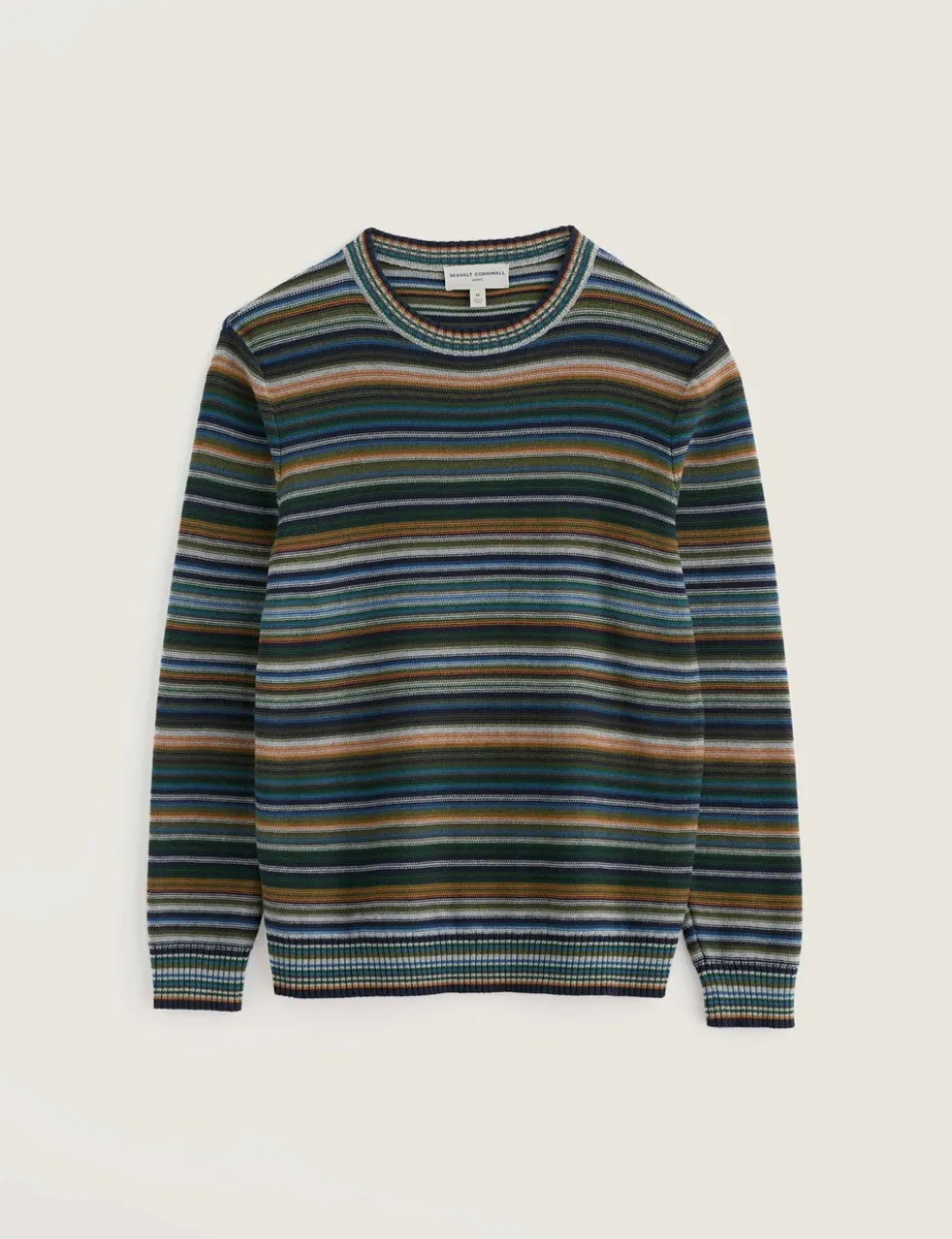 Pure Cotton Striped Crew Neck Jumper
