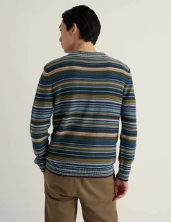 Pure Cotton Striped Crew Neck Jumper