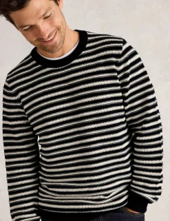 Pure Cotton Striped Crew Neck Jumper
